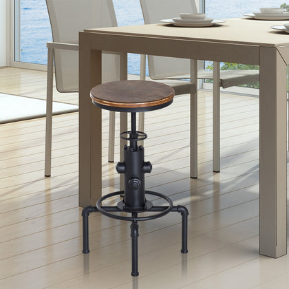 Bar stool Swivel Chair Dining Wooden Top Adjustable W/Footrest Pine Wood Steel