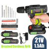 21V CORDLESS DRILL DRIVER SET 2 LI-ION BATTERY LED ELECTRIC SCREWDRIVER COMBI