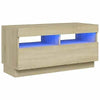 Modern TV Unit Cabinet Stand High Gloss Doors 200cm with LED Lights Drawers