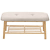2 Tier Wooden Shoe Rack Storage Bench Bed End Stool Velvet Fabric Padded Seat
