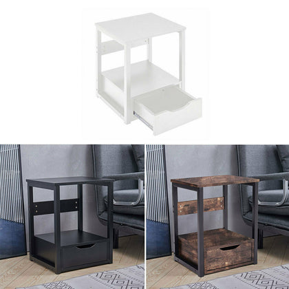 Industrial Bedside Table 1 Drawer Retro Cabinet Storage Nightstand Country Style