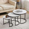 2/3X Nesting Table Living Room Side End Coffee Table Marble/Rustic Effect Round