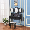 Dressing Table,3 Mirror & Stool Set (7 Drawer) Bedroom vanity Makeup Desk Black