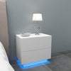 High Gloss Bedside Table Cabinets Cupboard w/ RGB Light Chest of Drawers Bedroom