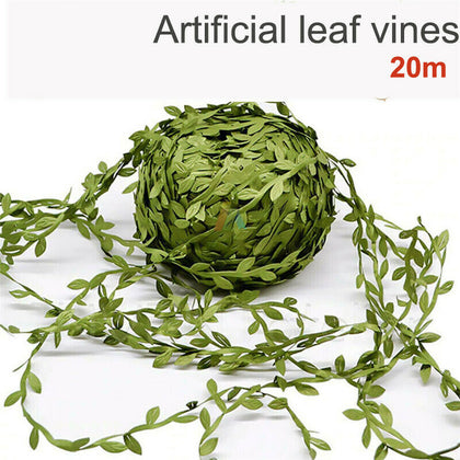 20m DIY Artificial Leaf Flower Leaves Vine Fabric Garland Wedding Party Decor UK