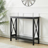 2 Tier Hallway Console Table with Shelf Side Narrow Sofa End Table Black White