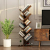 9-Tier Tree Bookshelf Unique Space Saving Spine Bookcase Display Storage Rack