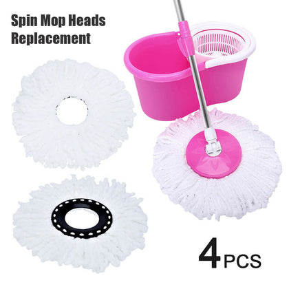 4x Spin Mop Heads Replacement 360 Degree Microfiber Bucket Home Cleaner Cleaning