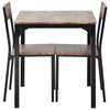 3pcs Square Table 2 Chairs Set Metal Bar Kitchen Dining Room Furniture Brown UK