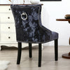 2/4Premium Crushed Velvet Dining Chair Pull Ring Knocker Button Tufted Wing Back