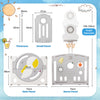 2in1 16 Panel Foldable Baby Playpen with Activity Panel and Basketball Hoop Grey