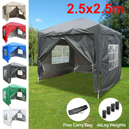 2.5x2.5m Pop Up Gazebo Marquee Outdoor Garden Party Tent Canopy 4 Side Panels
