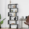 6-tier Bookcase Industrial S-Shaped Bookshelf Wooden Storage Display Shelf Home