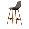 2 Pcs Dark Grey Bar Stools Fabric Pub Chairs Kitchen Pub Metal Legs Breakfast