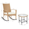 Mondeer 3PC Garden Rattan Furniture Set Wicker Patio Rocking Chairs Coffee Table