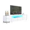 Modern TV Unit Cabinet TV Stand Sideboard - White High Gloss Front LED Lights