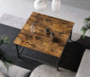 Square Industrial Coffee Table Vintage Living Room Furniture Storage Shelf Metal