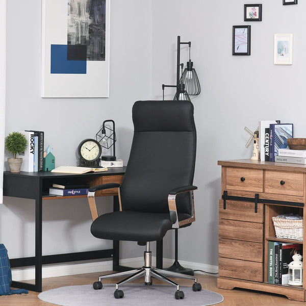 Vinsetto Office Chair Faux Leather High-Back Swivel Desk Chair w/ Whee – Quildinc