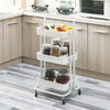 3 Tier Slim Kitchen Storage Trolley Cart Rack Tray Shelf Rolling Wheel W/ Handle