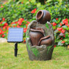 Garden Solar Water Feature LED Light Fountain Outdoor Resin Statue Ornament Pump