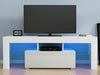 Modern White TV Unit Stand Cabinet 1 Drawer High Gloss Doors Matt Body FREE LED