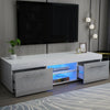 135cm TV Stand Cabinet Unit High Gloss Grey 2 Drawers & White Matt Body FREE LED