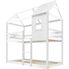 Treehouse 3FT Single Bunk Bed Wooden Frame Kids Sleeper Pine House Canopy White