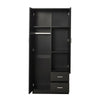 Bedroom Furniture 2 Door Wardrobe Matt Black Storage With Shelf Hanging Rail UK