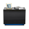 Black Bedside Table Chest of 2 Drawers High Gloss Nightstand Cabinet LED Light