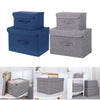 2x Fabric Storage Box Collapsible Cube Wardrobe w/ Lid Organiser Large&Small Set