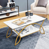 Modern Faux Marble Coffee Table 2-Tier Rectangular Accent Table Chic Cocktail
