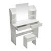 White Dressing Table Makeup Vanity Desk w/ 2 Drawers Mirror Stool LED Light Set