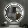 Round LED Bathroom Mirror Demister w Warm/White Lights Anti-fog IP44 600x600mm