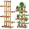 6 Tiers High Wood Plant Display Stand Shelf Garden Patio Planter Flower Pot Rack