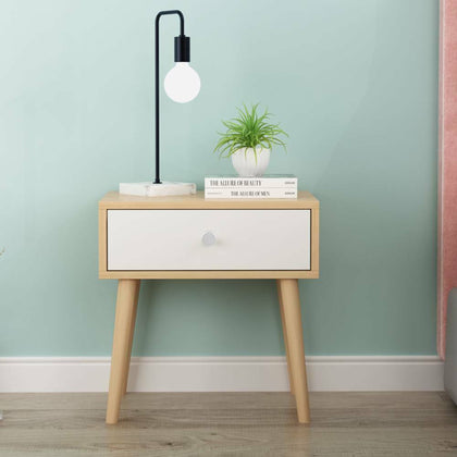 Small Bedside Table Wooden Cabinet 1 Drawer Unit Storage Bedroom Nightstand Wood