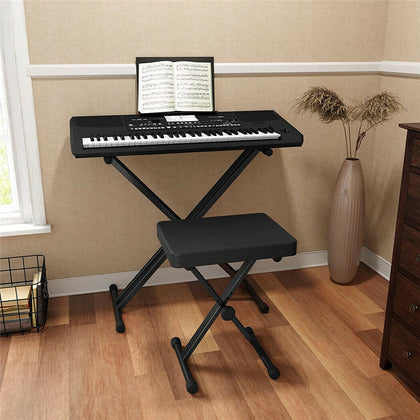 High-density Sponge Keyboard Bench Piano Stool X-Frame Chair Seat Non-skid Desig