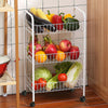 3 Tier Gap Kitchen Cart Slim Slide Out Storage Tower Rack 4 Wheels Roll