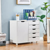 Mobile Filing 5 Drawer Pedestal Cabinet File Storage with Door Home Office White