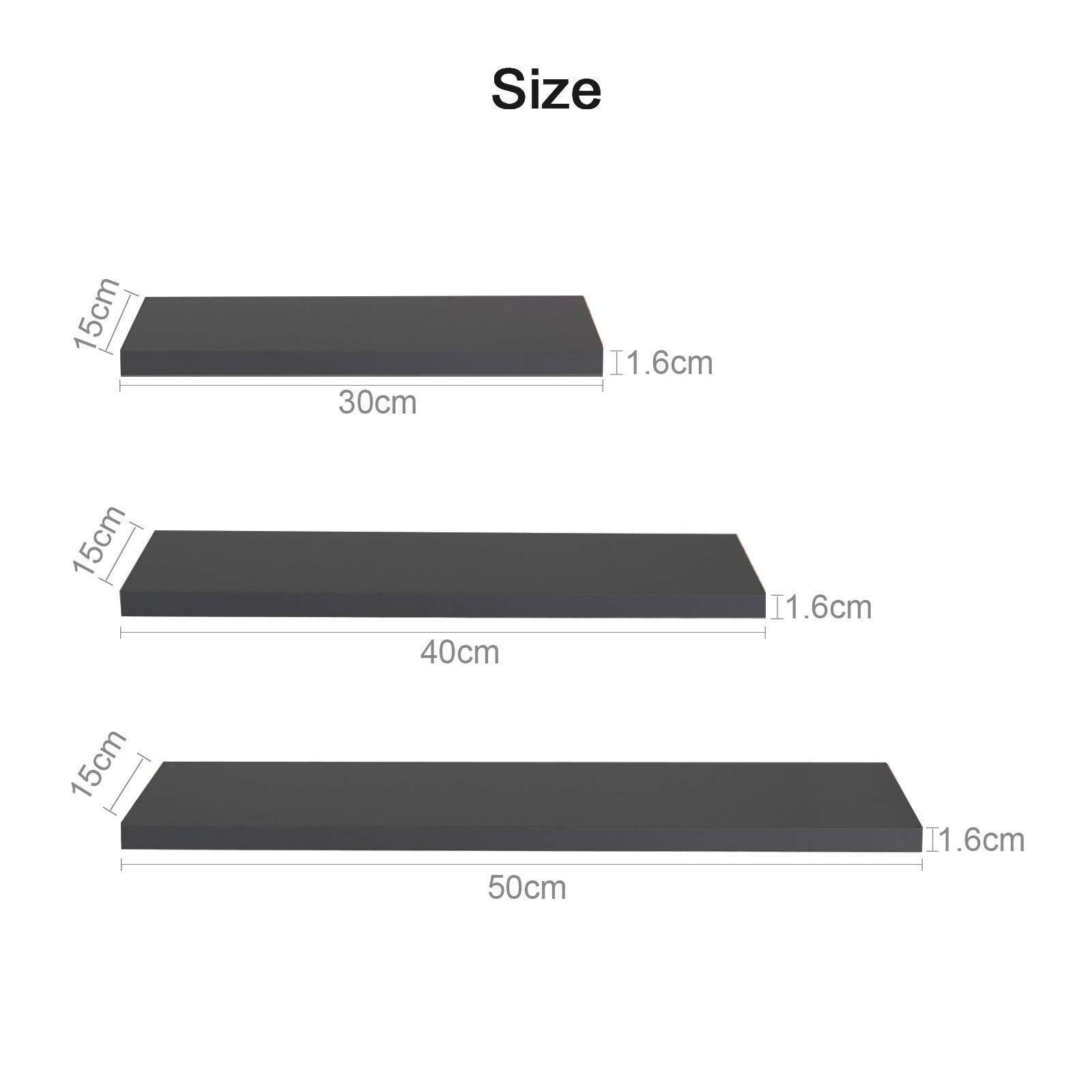 3 Pcs High Floating Wall Mounted Display Shelf Bookshelf Storage Holder-Black