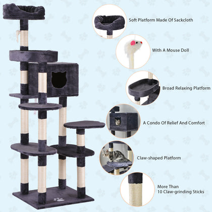 Large Cat tree multilevel Scratching Post Kitten Climbing Tower Activity Centre