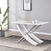 Luxury White High Gloss Chrome Dining Table Living Room Kitchen Furniture