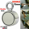 500KG Fishing Magnet Double Sided Round Recovery Salvage Neodymium 75mm