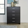Chest of Drawers Black Bedroom Furniture 5 Drawer Silver Handles Metal Runners