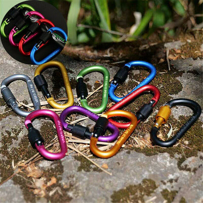 6pcs Aluminum Snap Hook Carabiner D-Ring Key Chain Clip Keychain Hiking Camp UK