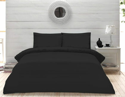 Plain Dyed Percale Duvet Quilt Cover Bedding Set Pillow Case Single Double King