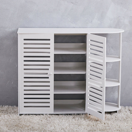 4Tier Shoe Rack Storage Shelf Unit Cabinet Organiser Footwear White Side Shelves