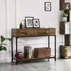 Vintage Industrial Console Table Rustic Cabinet 2 Drawer Unit Metal Wood Shelf