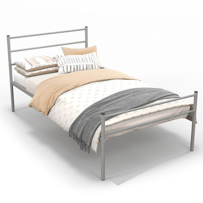 3FT Single Metal Bed Frame Heavy-duty Slatted Platform Bed Headboard & Footboard