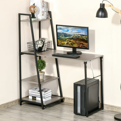 Foldable Desk with Shelf Multi-function Freestanding Storage Workstation