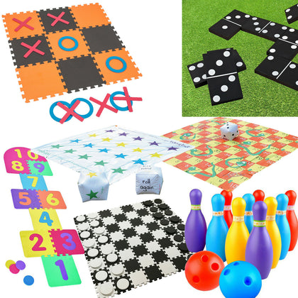 JUMBO OUTDOOR GARDEN GAMES KIDS FAMILY FUN ACTIVITY GIANT TOYS BOWLING DOMINOES